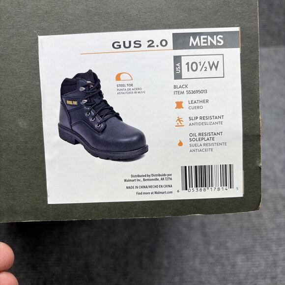 NWT Brahma GUS Mens 10.5 W Black Leather Steel Toe Work Boots Oil Slip Resistant
